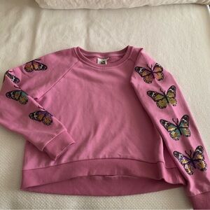 Girls (L) Queen of Sparkles Butterfly Sleeve Sweatshirt READ Untreated Stain